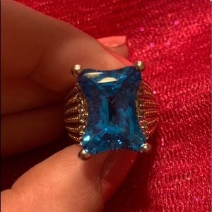Swiss blue topaz gold plated ring.